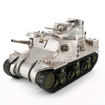 EXBONZAI 1/16 2.4ghz RC Tank RTR Hand Made Simulation Full Metal W/light & Sound 360 Degree Turret Rotation Remote Control For American M3 RC Car Vehicles Model