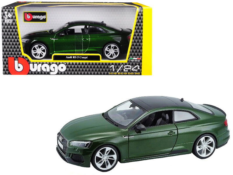 Audi RS 5 Coupe Metallic Green Metallic with Black Top 1/24 Diecast Model Car by Bburago