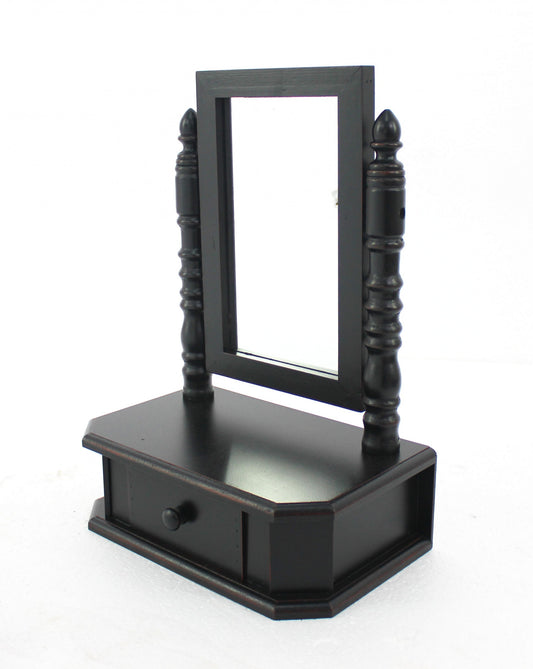 8.5 x 14 x 20 Black Traditional Drawer  Table Mirror