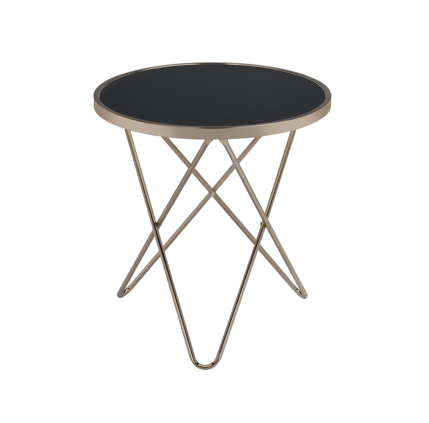 Mod Black Glass And Geo Gold End Table