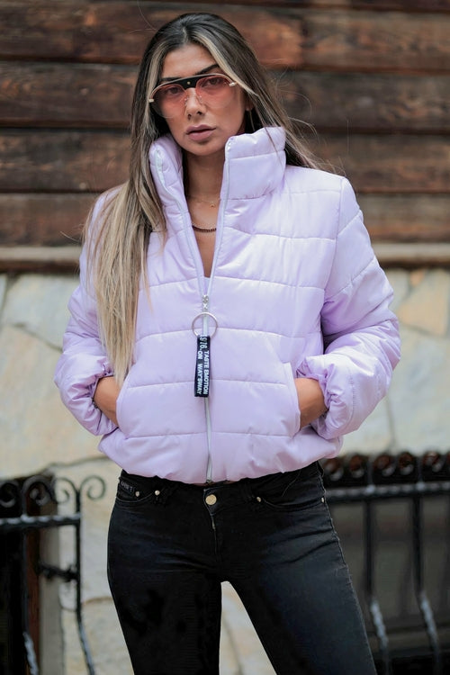Fashionable Women Fluffy Lightweight Puffer Warm Full Zip Short Coat