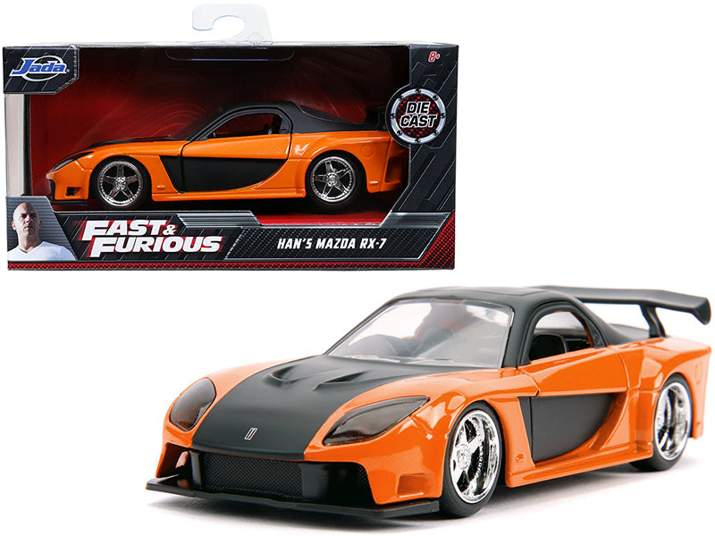 Han's Mazda RX-7 RHD (Right Hand Drive) Orange Metallic and Black "Fast & Furious" Movie 1/32 Diecast Model Car by Jada