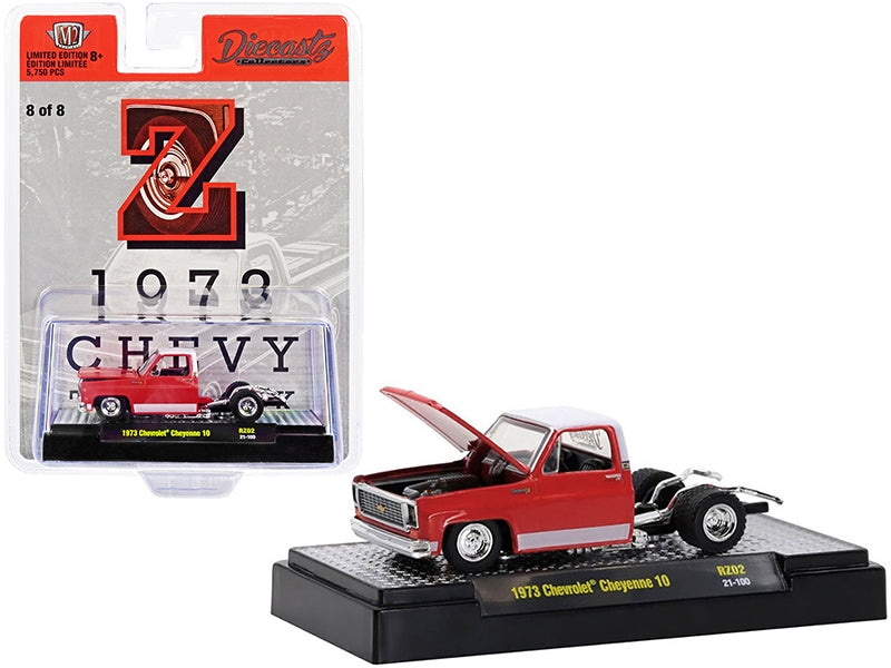 1973 Chevrolet Cheyenne 10 Bedless Truck "Z" Red with White Top and Stripes "Diecastz Collectors" "Riverside Show Exclusives" Limited Edition to 5750 pieces Worldwide 1/64 Diecast Model