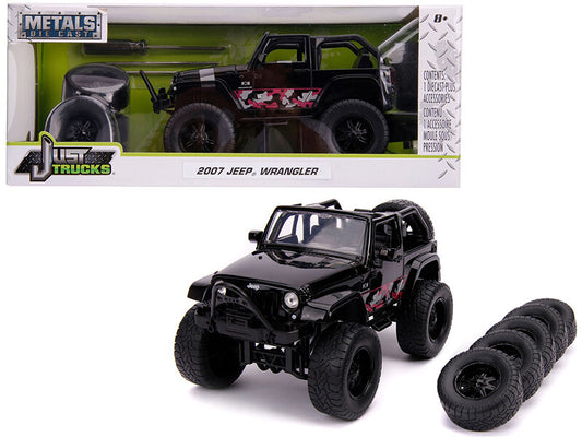 2007 Jeep Wrangler Black with Extra Wheels "Just Trucks" Series 1/24 Diecast Model Car by Jada