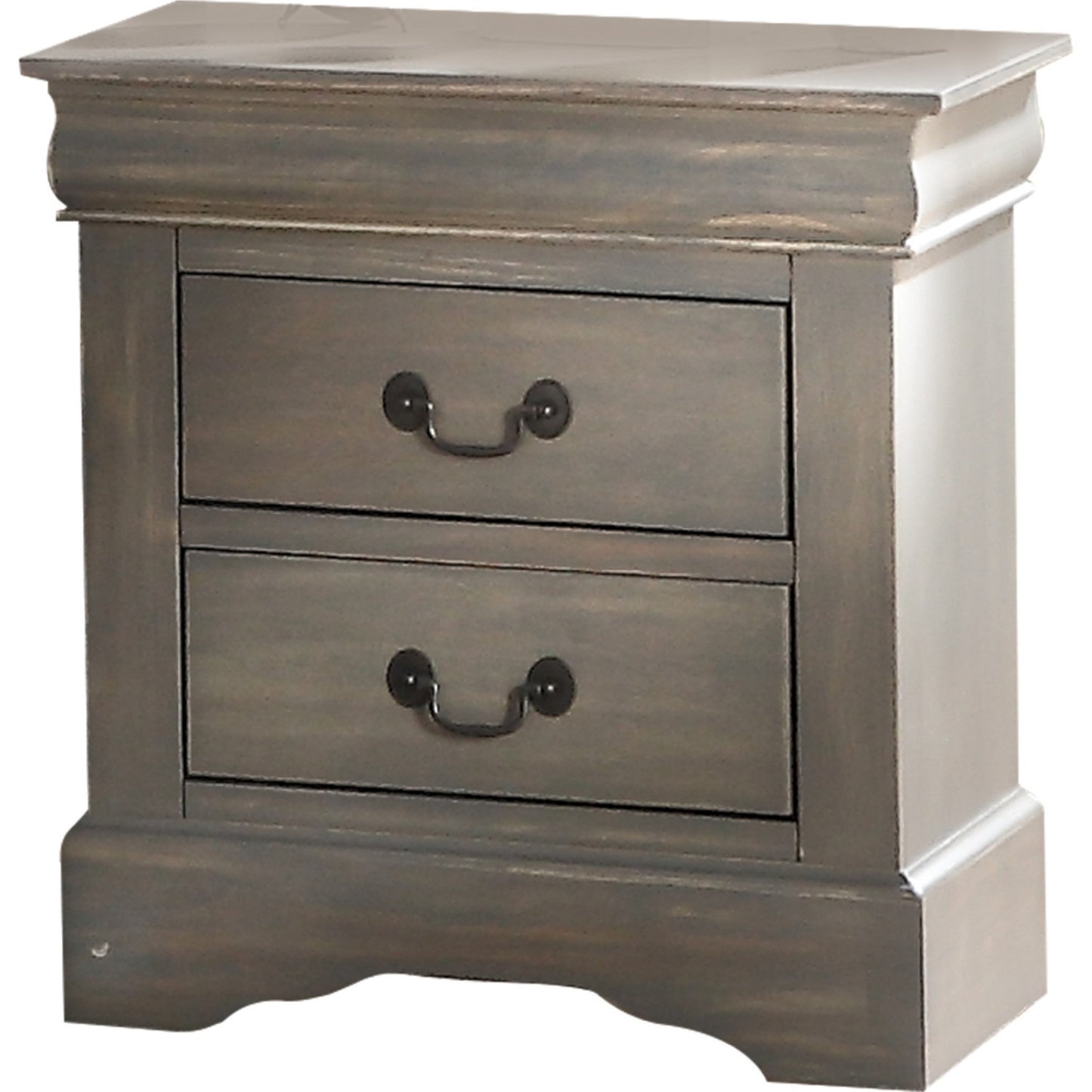 Classic Gray Wash Finish 2 Drawer Wooden Nightstand