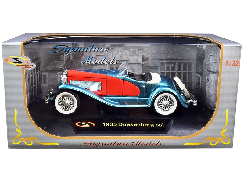 1935 Duesenberg SSJ Convertible Blue and Red 1/32 Diecast Model Car by Signature Models