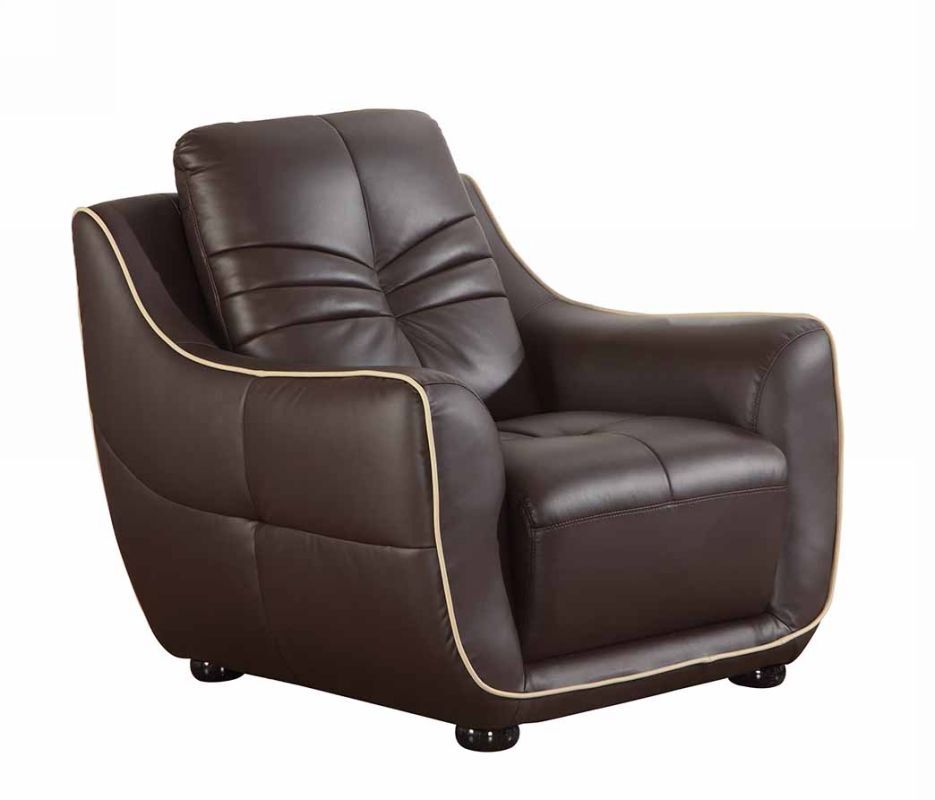 Leather Match Solid Color Flared Arms Club Chair Brown Legs