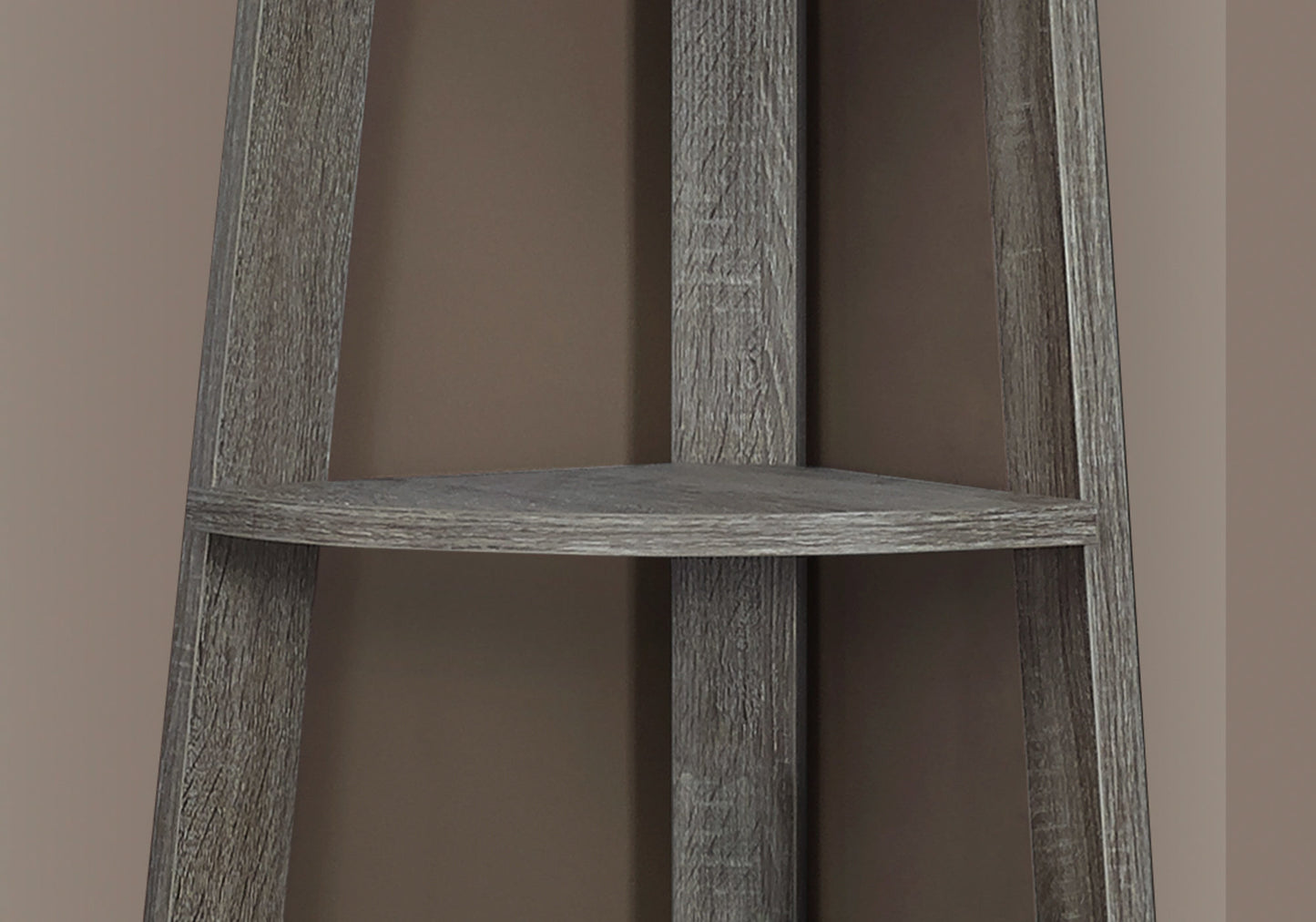 71" Taupe Five Tier Corner Bookcase