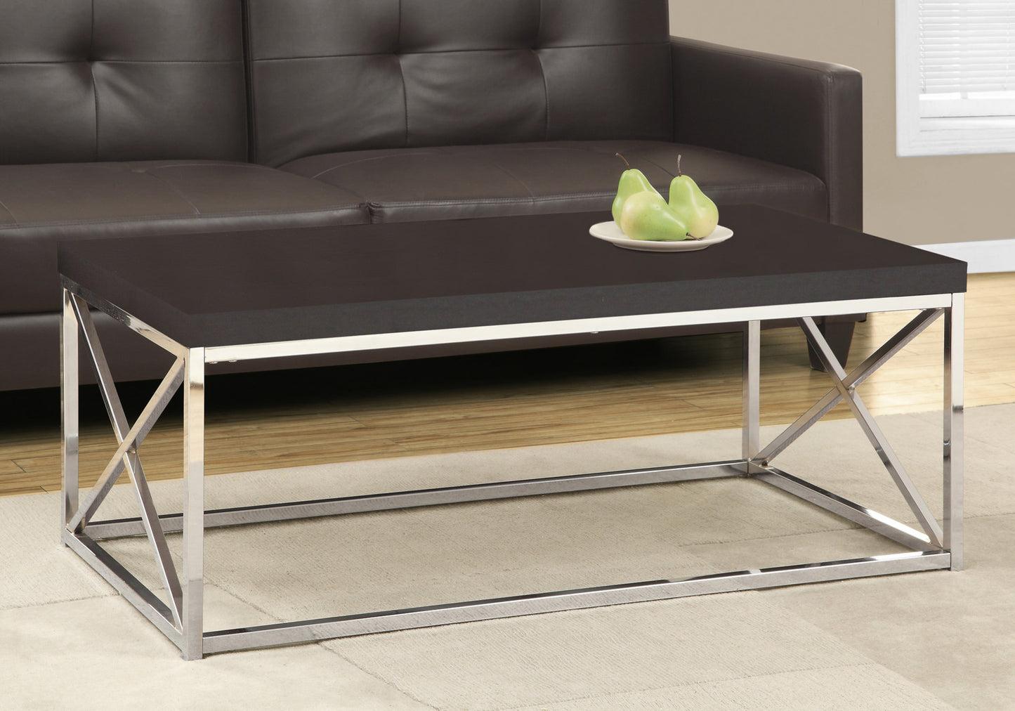 X Trestle Cappuccino and Chrome Coffee Table