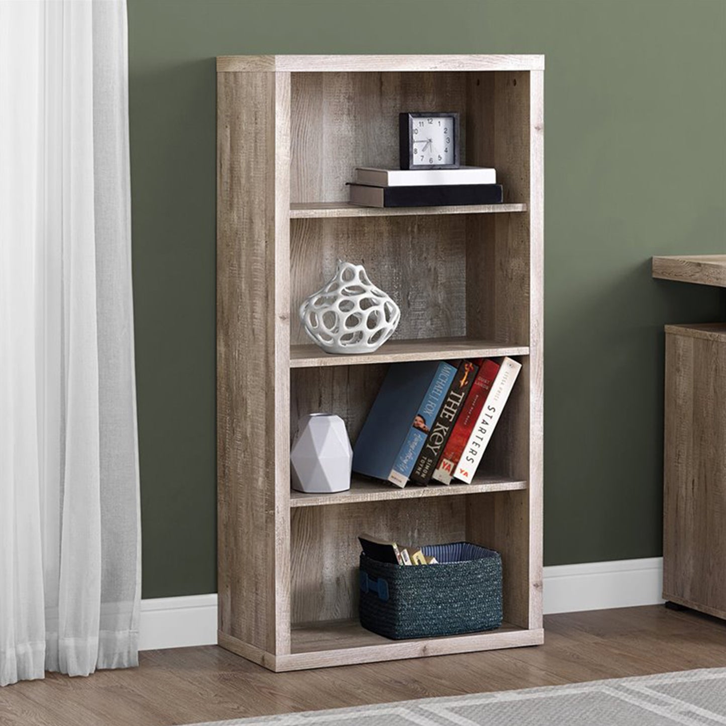48" Taupe Four Tier Standard Bookcase