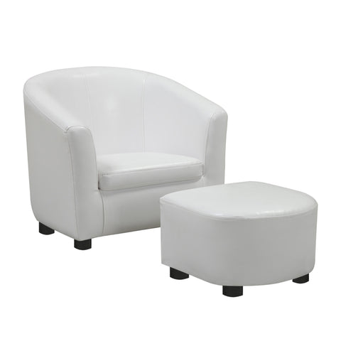 30.5" x 33" x 26" White Leather Look Fabric Chair  Set of 2