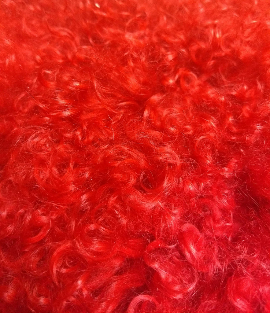 17" Red Genuine Tibetan Lamb Fur Pillow with Microsuede Backing