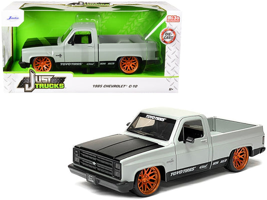 1985 Chevrolet C-10 Pickup Truck Matt Gray with Matt Black Hood "Toyo Tires" "Just Trucks" Series 1/24 Diecast Model Car by Jada