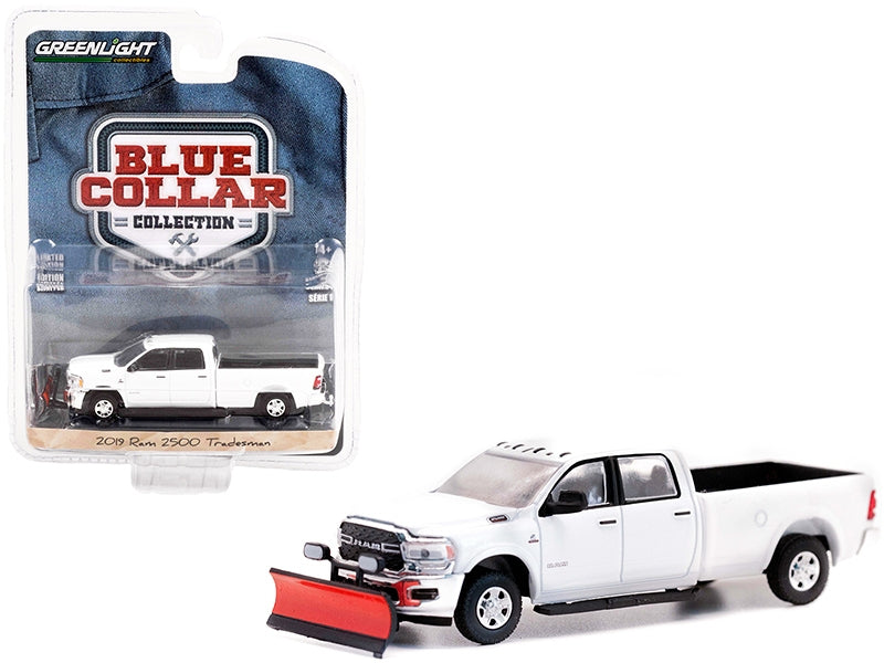 2019 Ram 2500 Tradesman Pickup Truck with Snow Plow White "Blue Collar Collection" Series 10 1/64 Diecast Model Car by Greenlight