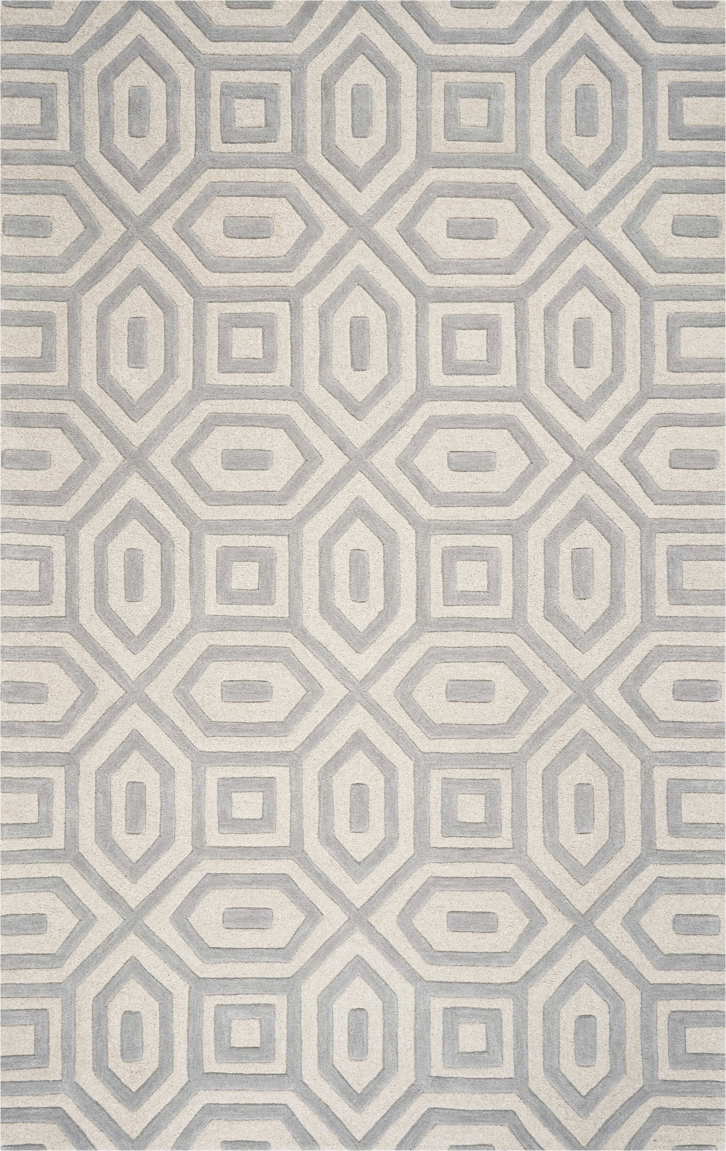 3' X 5' Grey Hand Tufted Geometric Indoor Area Rug