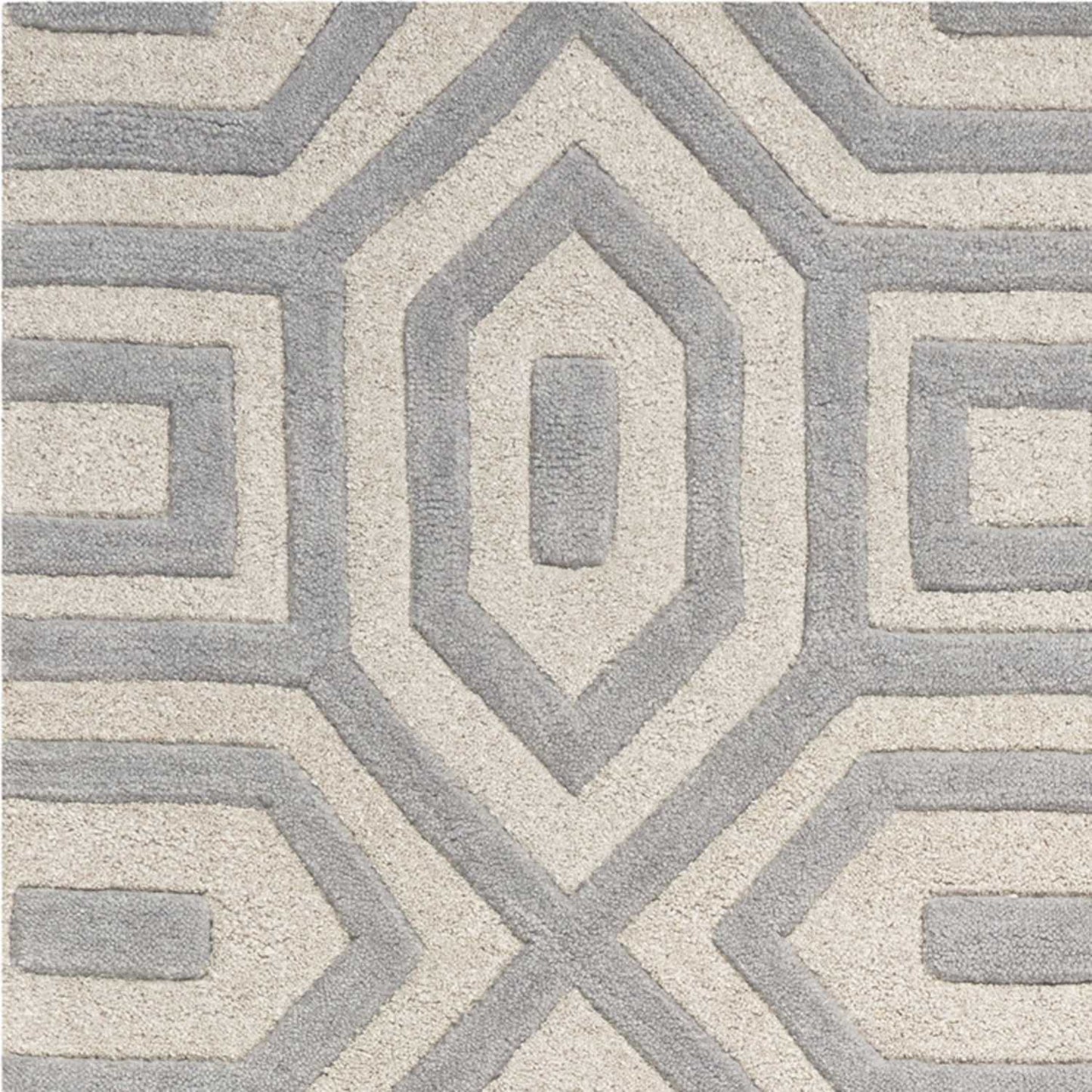 3' X 5' Grey Hand Tufted Geometric Indoor Area Rug