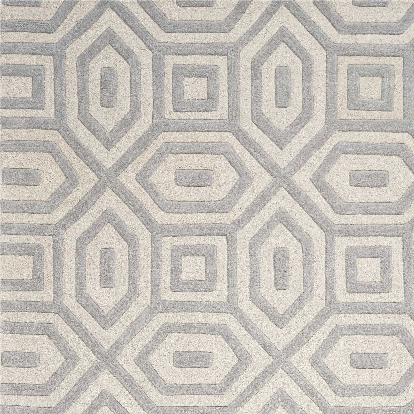 3' X 5' Grey Hand Tufted Geometric Indoor Area Rug