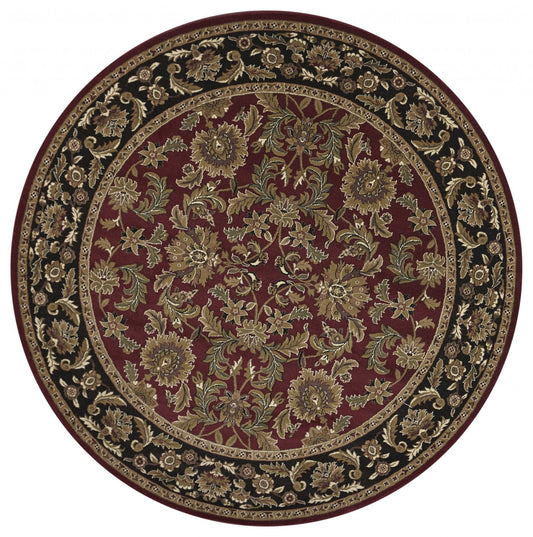 Red Black Machine Woven Traditional Octagon Indoor Area Rug