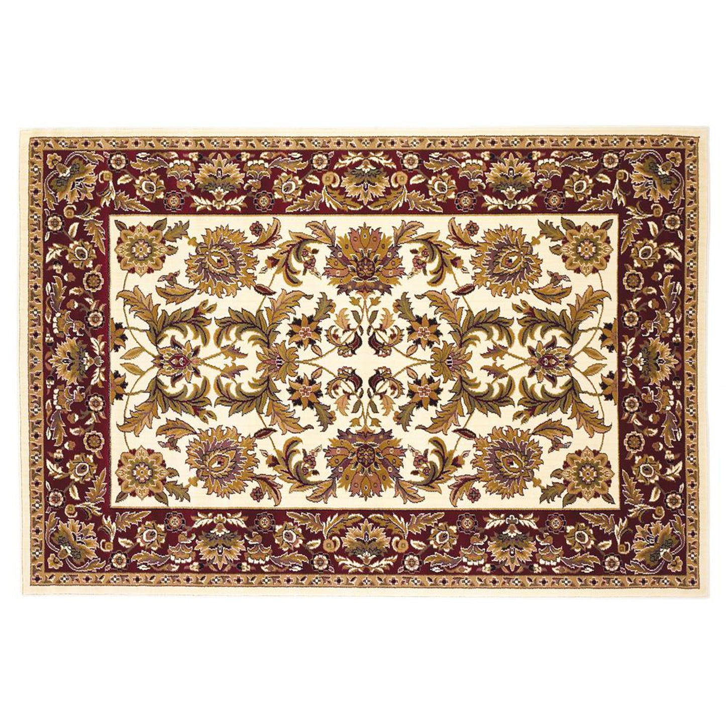 Ivory Red Machine Woven Traditional Octagon Indoor Area Rug