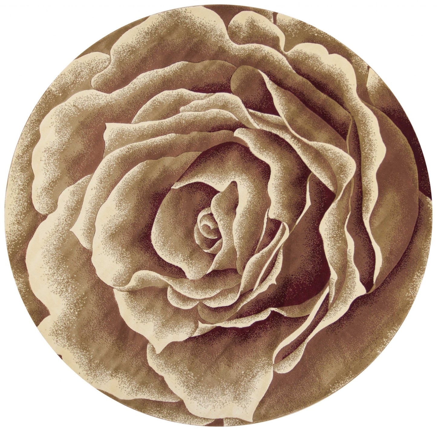 7' Round Ivory Floral Indoor Area Rug