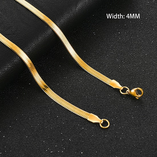 Flat Gold Color Stainless Steel Necklace