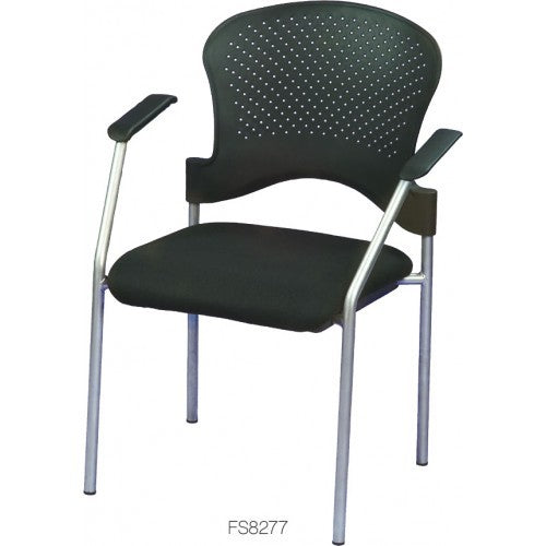 25" x 21" x 33.75" Grey Frame Plastic  Fabric Guest Chair