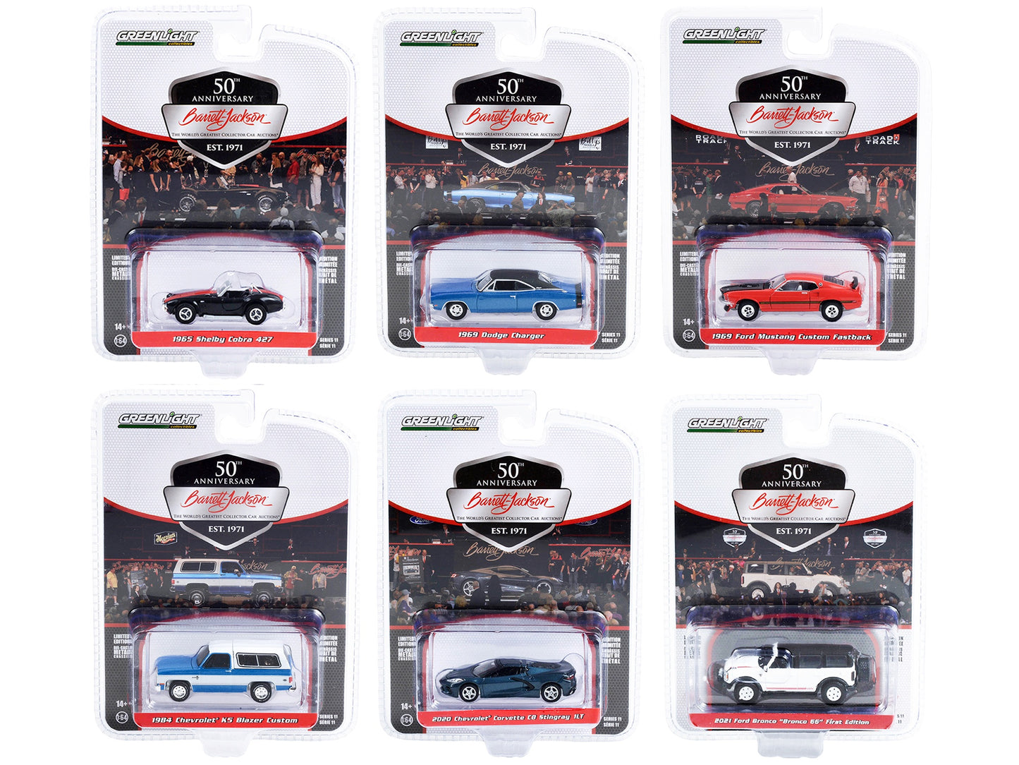 Barrett Jackson "Scottsdale Edition" Set of 6 Cars Series 11 1/64 Diecast Model Cars by Greenlight