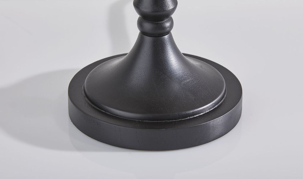 Black Natural Boho Turned Base Table Lamp