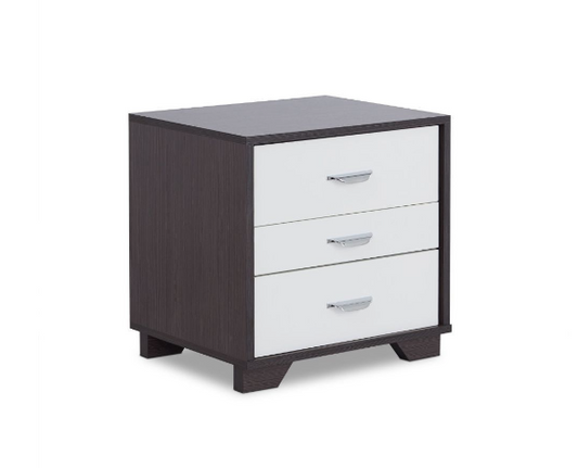 Black and White Metal 3 Drawer Nightstand homeroots bed & bath