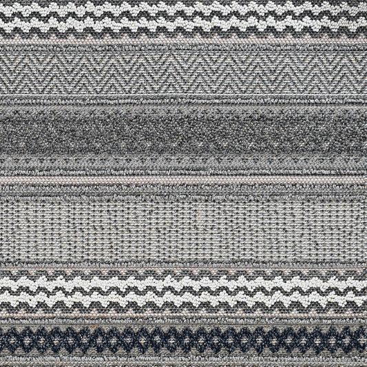 7' x 9' Taupe Geometric Pattern Indoor Outdoor Area Rug