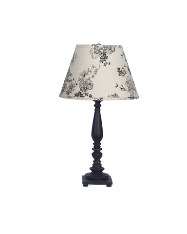 Distressed Black Traditional Table Lamp with Wild Roses Shade