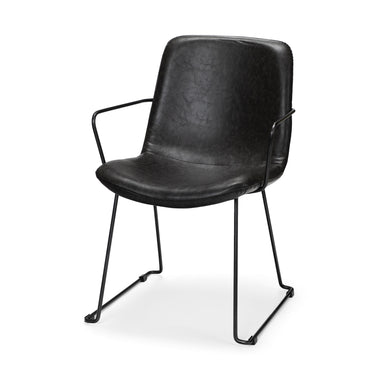 Black Faux Leather With Seat Black Iron Frame Dining Chair