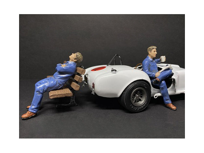 Sitting Mechanics 2 piece Figurine Set for 1/18 Scale Models by American Diorama
