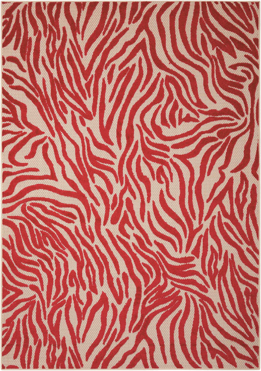 5' x 8' Red Zebra Pattern Indoor Outdoor Area Rug