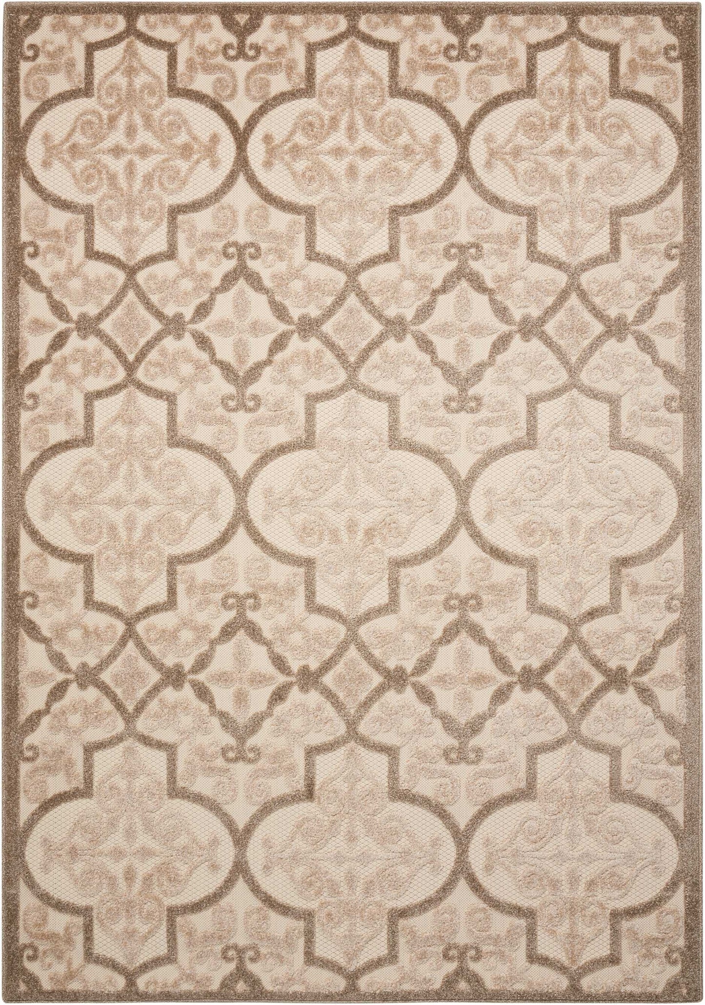 8' x 11' Cream and Beige Trellis Indoor Outdoor Area Rug