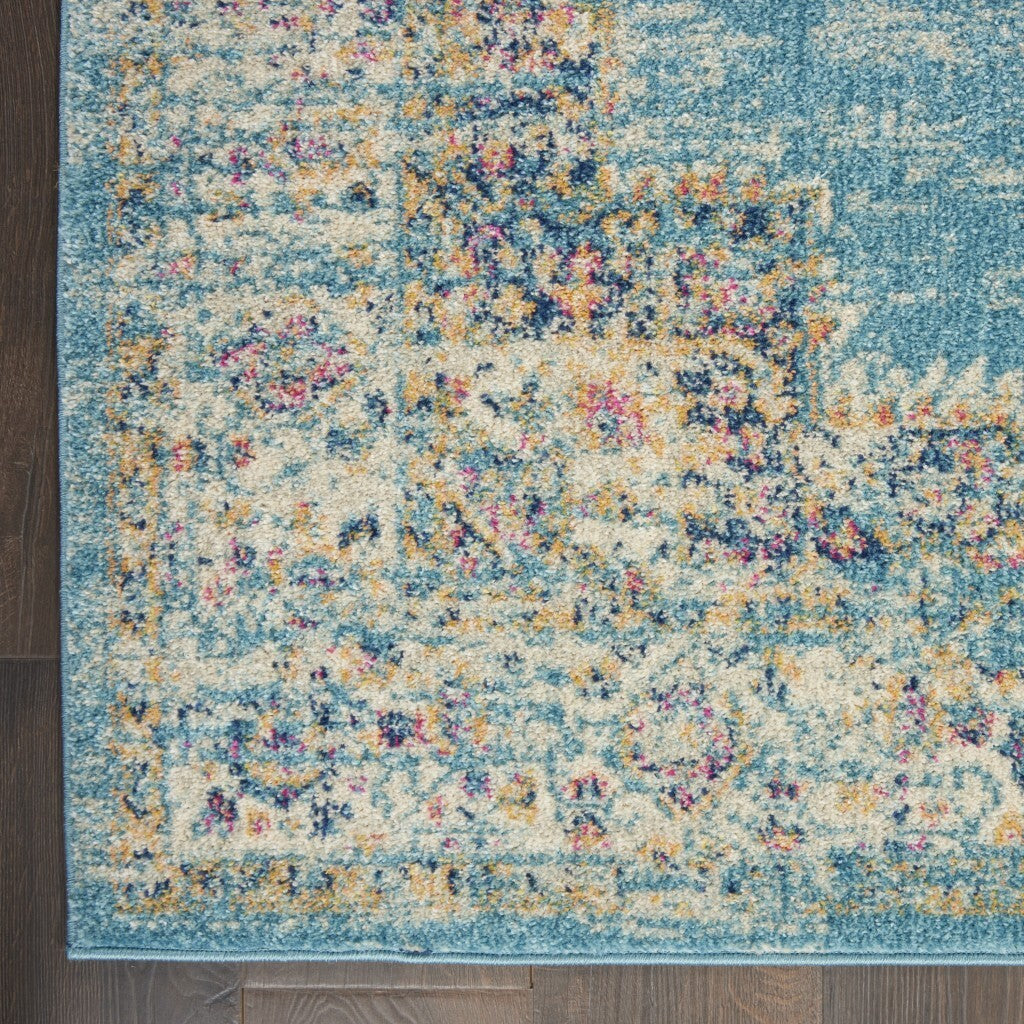 8' X 10' Light Blue Southwestern Power Loom Area Rug