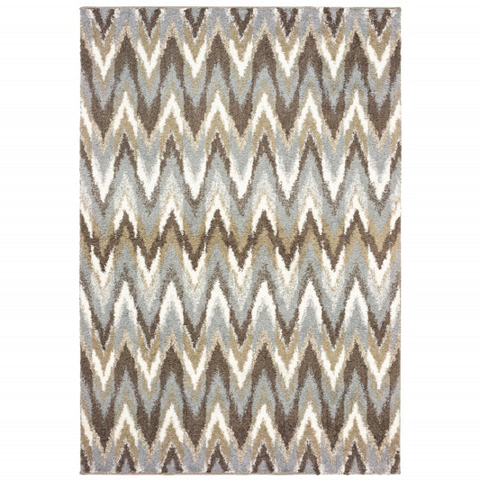 4' X 6' Gray And Taupe Ikat Pattern Area Rug