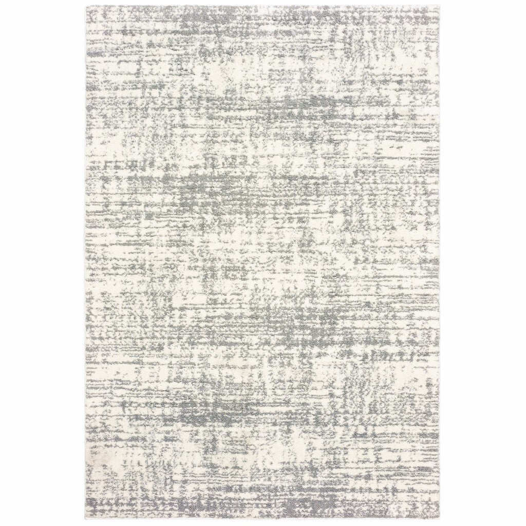 5' X 8' Ivory And Gray Abstract Strokes Area Rug