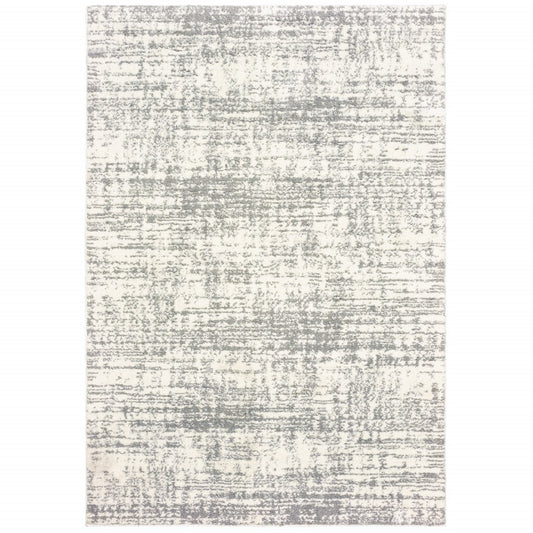 5' X 8' Ivory And Gray Abstract Strokes Area Rug