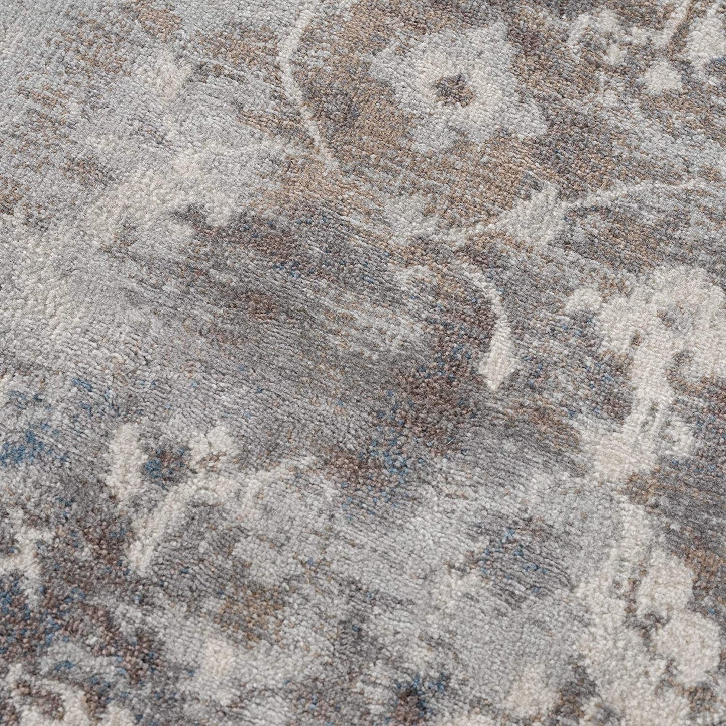 2' X 8' Navy And Beige Distressed Vines Runner Rug