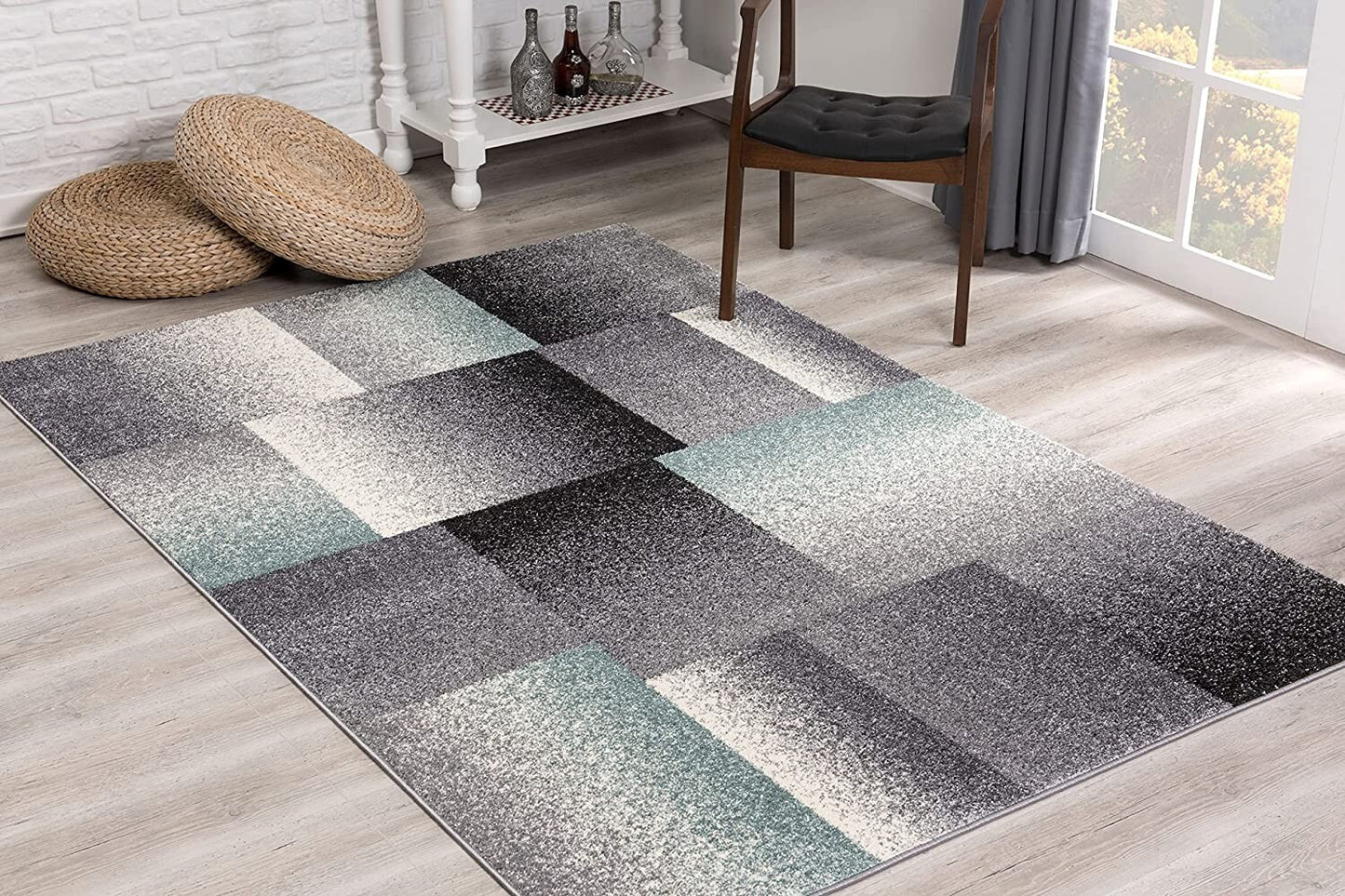 8' x 11' Gray Modern Geometric Area Rug