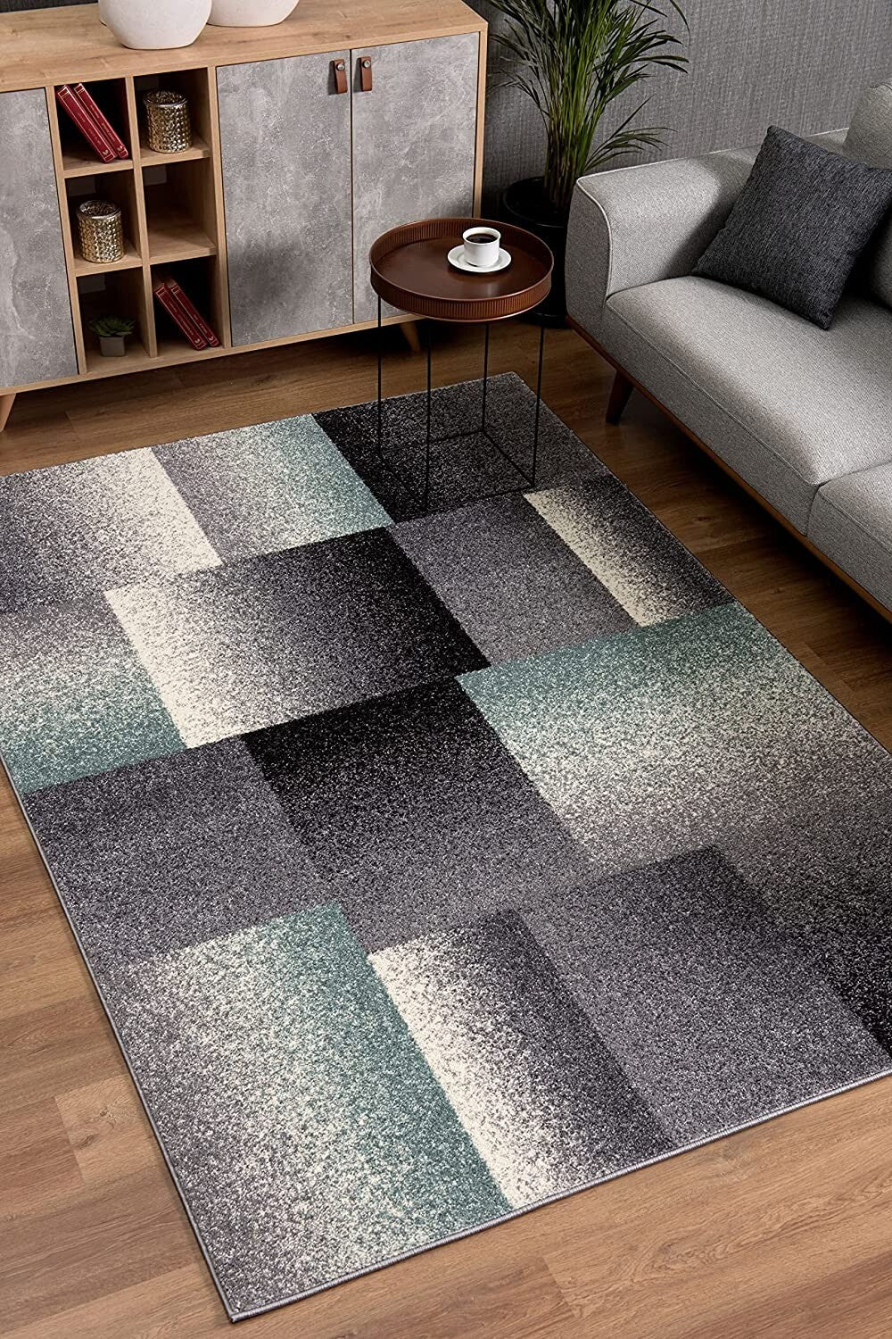 8' x 11' Gray Modern Geometric Area Rug