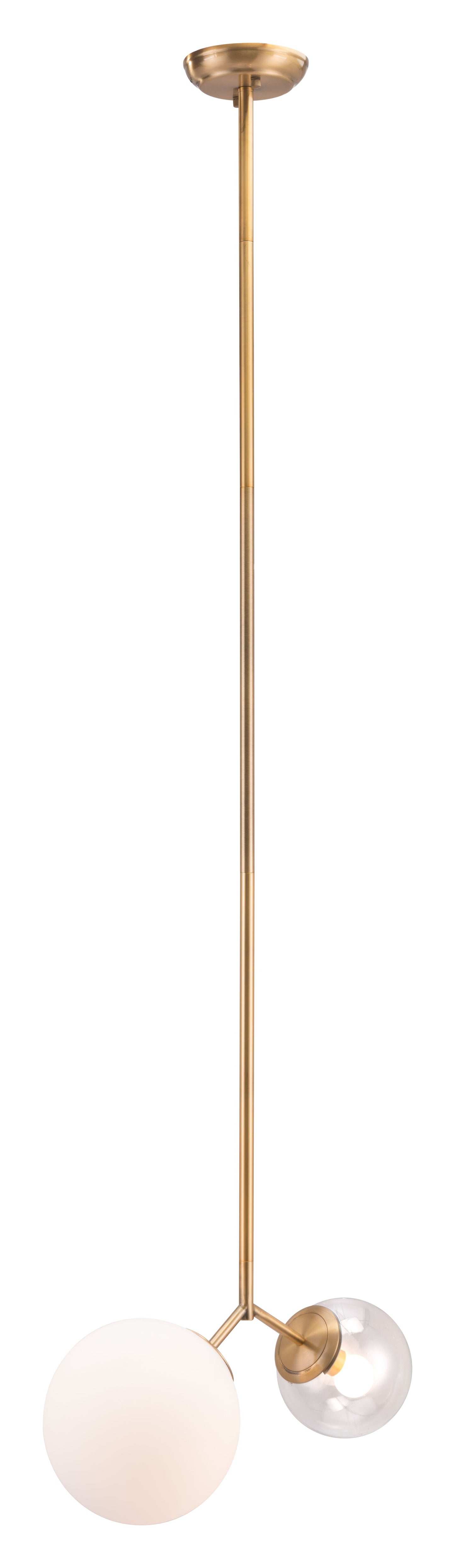 Gold Shaded Two Light Metal Dimmable Ceiling Light With White Shades