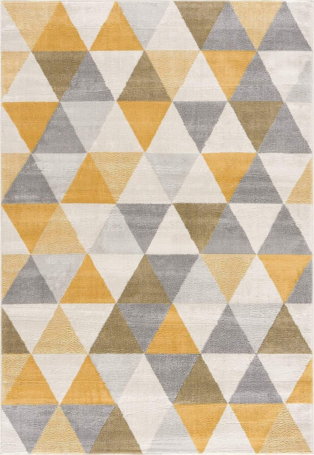 8' Runner Yellow and Ivory Geometric Runner Rug