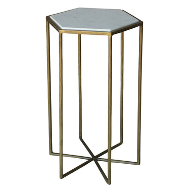 Geometric Gold And White Marble Side Table
