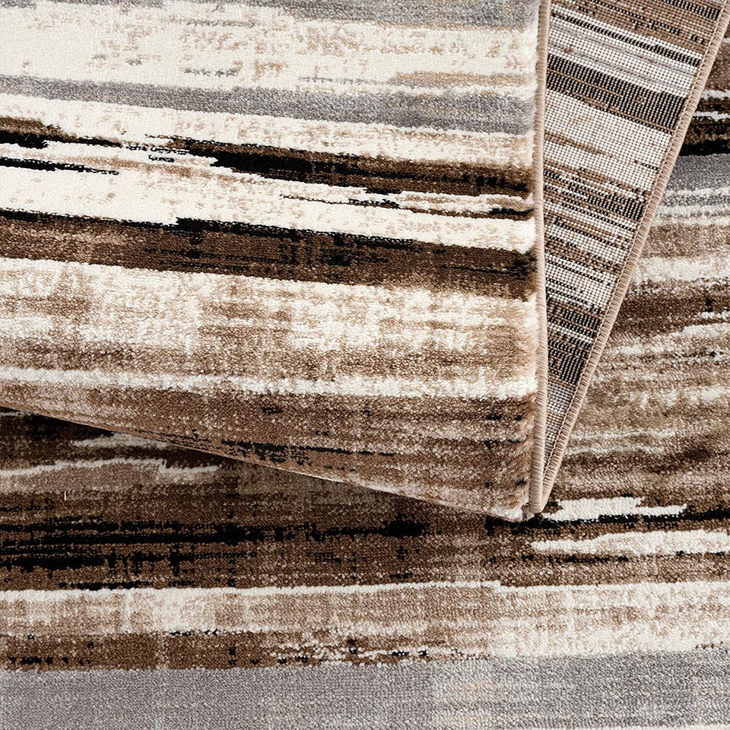 3' x 13' Beige Rustic Strokes Runner Rug