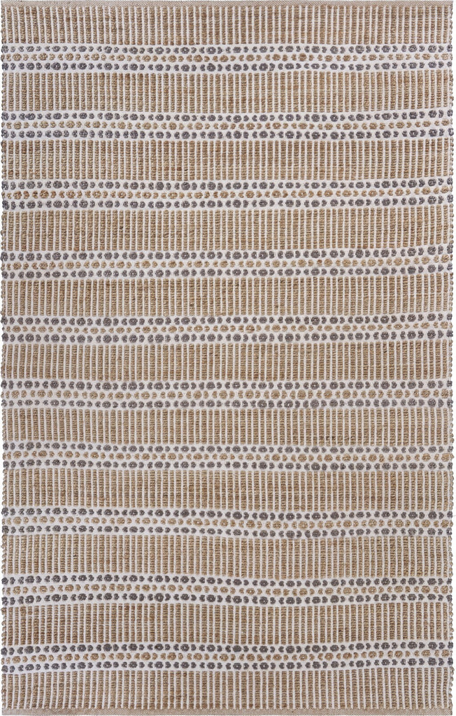 9' x 12' Tan and Gray Detailed Stripes Area Rug