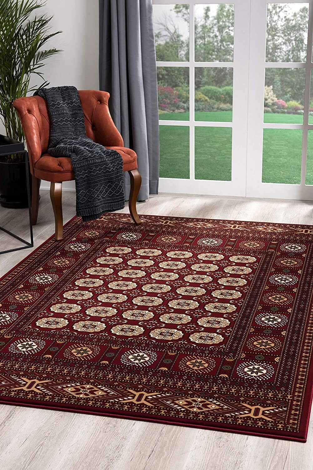 3' x 20' Red Eclectic Geometric Pattern Runner Rug