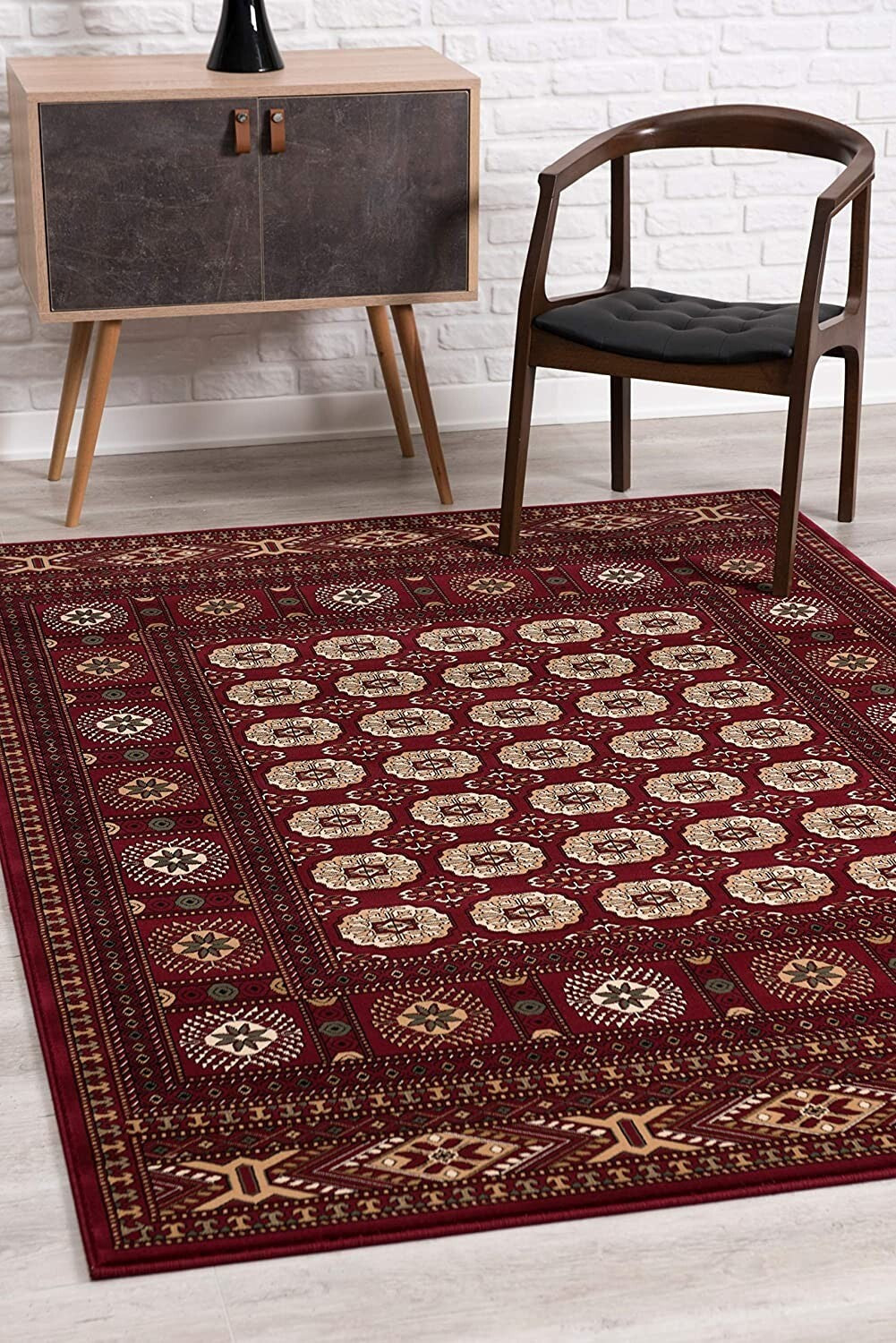 3' x 20' Red Eclectic Geometric Pattern Runner Rug