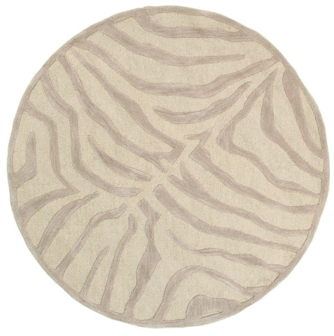 3' Round Taupe Zebra Pattern Area Rug